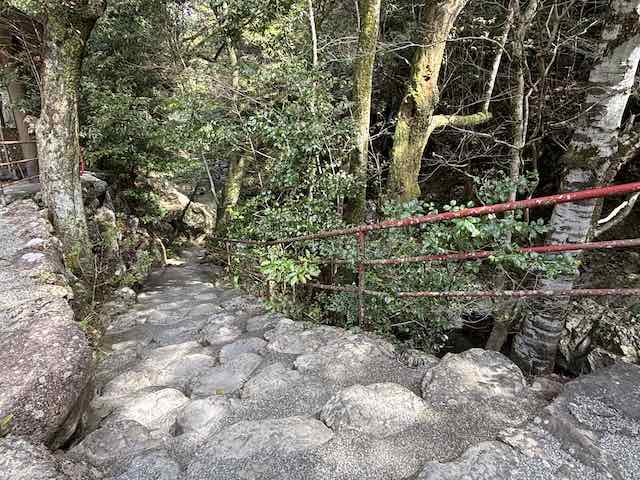 頭之宮四方神社の御手洗場（唐子川）への階段