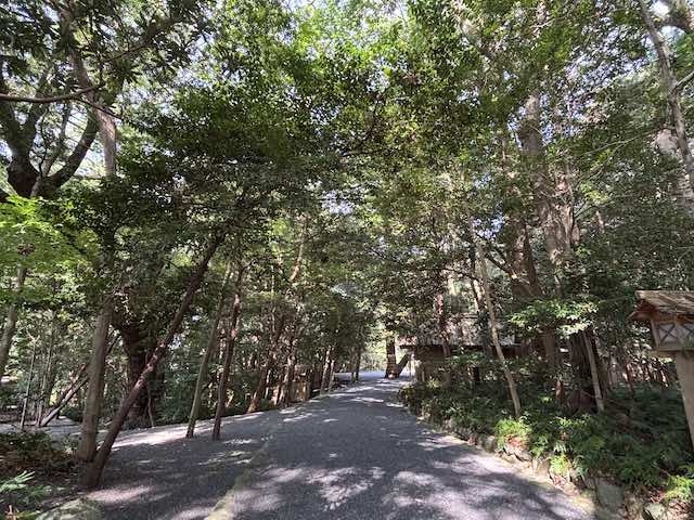 木々に囲まれた伊雑宮の参道