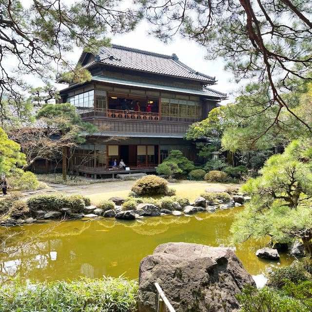 庭の池越しに見る旧齋藤家別邸