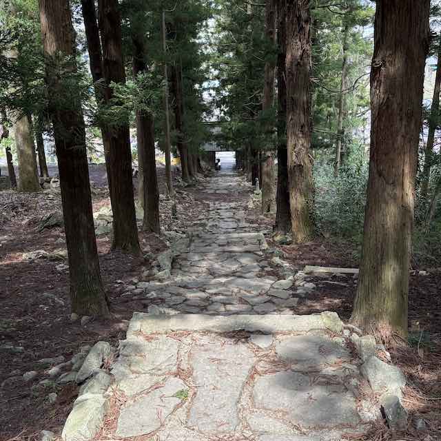 浄光寺薬師堂から見下ろす自然石の参道