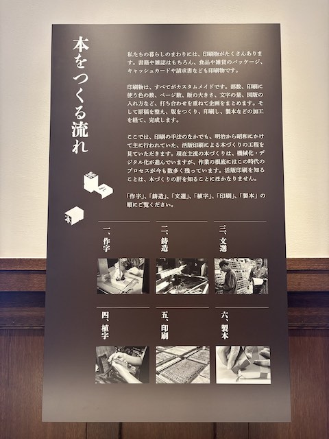 本と活字館に展示された活版印刷で本を作る6つの工程